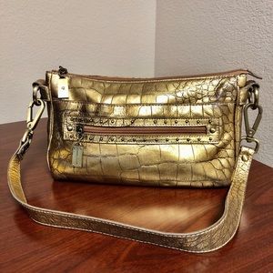 Donald J. Pliner Gold Emb Alligator Lthr Purse